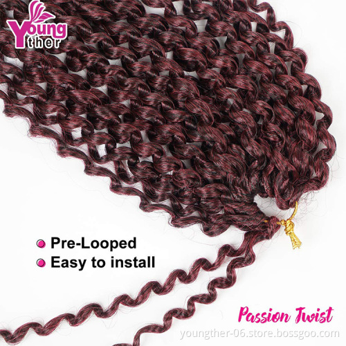 Passion Twist Hair Water Wave African Fashion Synthetic Kinky Crochet Braiding Hair Extension Passion Twist Crochet Hair
